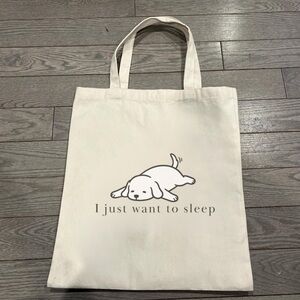 Cute Tote Bag with Sleepy Dog Print